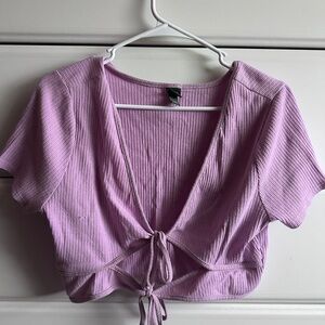 Wild Fable Lilac Tie-Front Crop Top